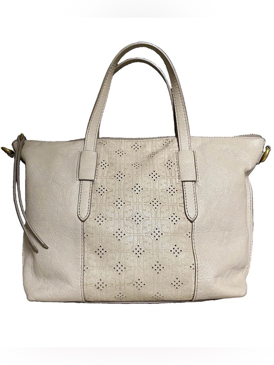 Fossil Handbags - Fossil Skylar Leather Satchel Perforated Crossbody Handbag Light Taupe/Cream